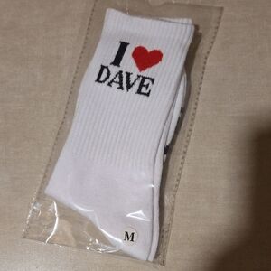White and Red 'I Heart Dave' Casual Socks